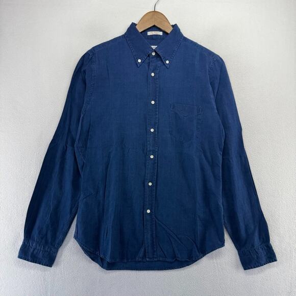 Gant Oxford Shirt Men's Medium Blue Indigo The Hugger New Haven Retro Preppy - Picture 2 of 12